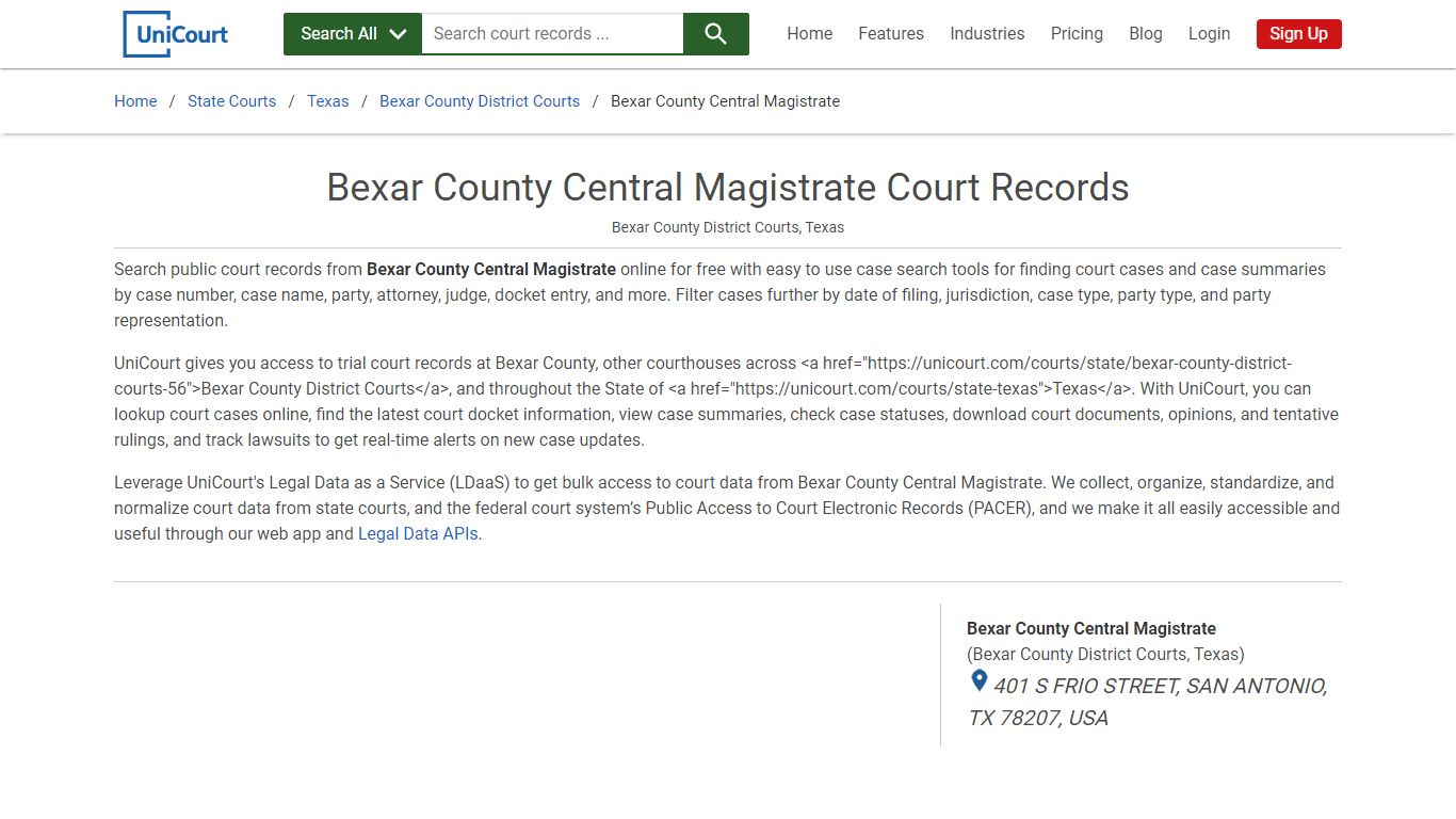 Bexar County Central Magistrate Court Records | Bexar | UniCourt